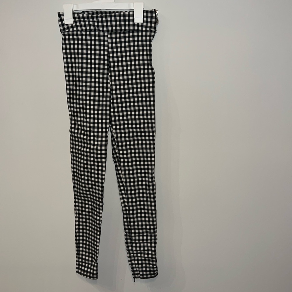 Zara Black & White Plaid Stretchy Leggings Size S